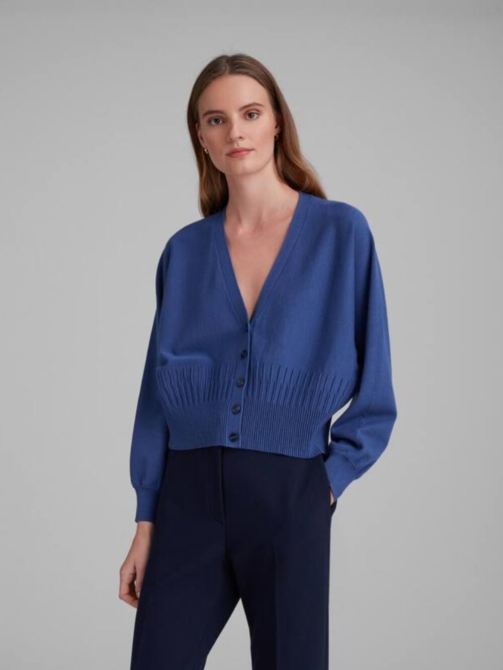 Club Monaco Chandails Pleated Batwing V Neck Cardigan French Blue